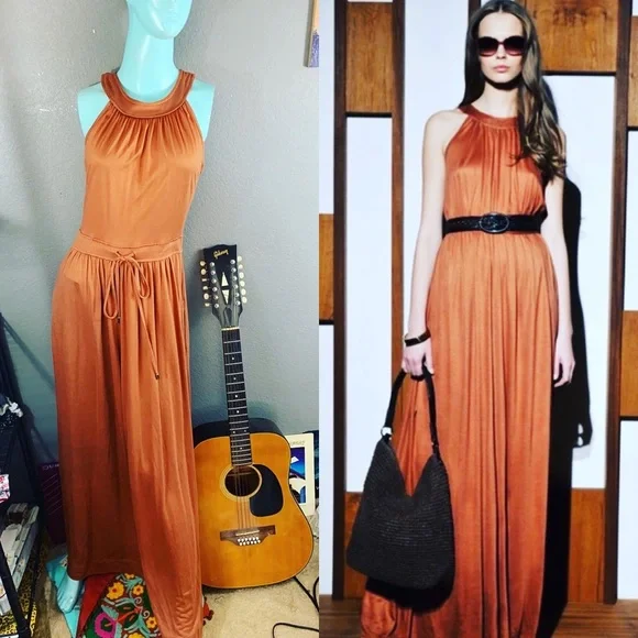 chinese dress ladies Banana Republic Women's Linen Maxi Dress Red/Orange main image 0